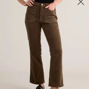 Quince olive green corduroy flare retro stretch organic cotton pants size 8